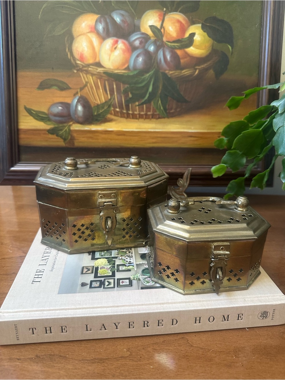 Antique Brass Cricket Boxes - Set of 2
